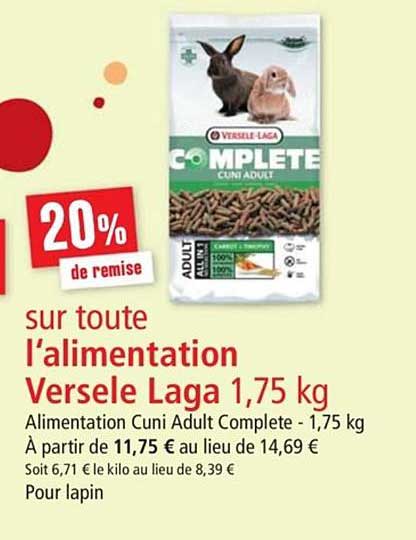 alimentation versele laga 1.75 kg 20% de remise
