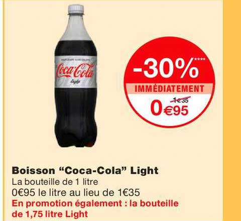 boisson coca cola light -30% immédiatement