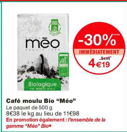 café moulu bio méo -30% immédiatement