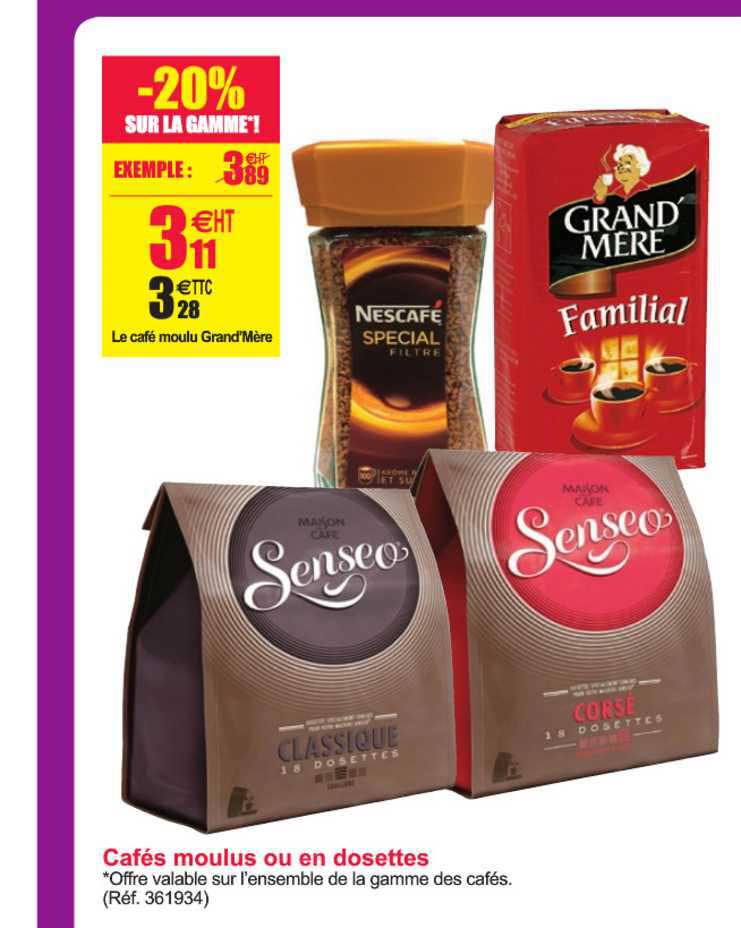 cafés moulus ou en dosette