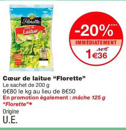 coeur de laitue florette -20% immédiatement