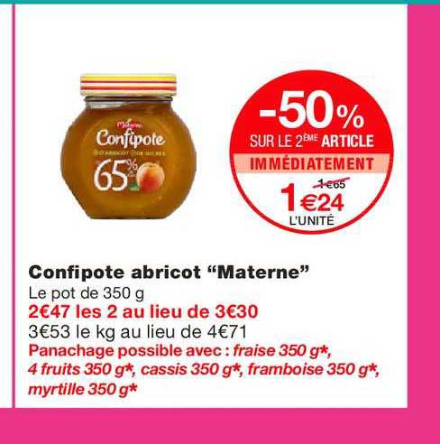 confipote abricot materne -50% sur le 2ème article immédiatement