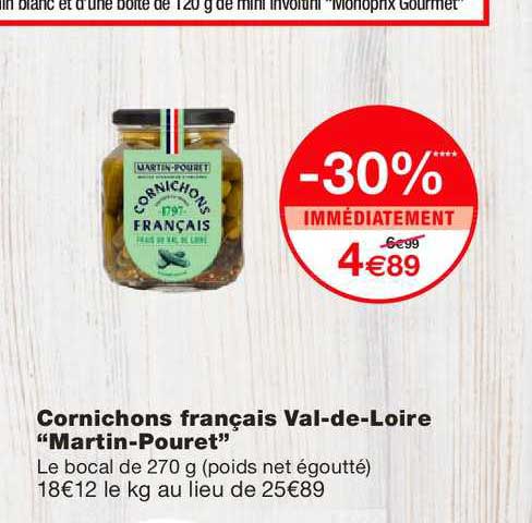cornichons français val de loire martin pouret -30% immédiatement