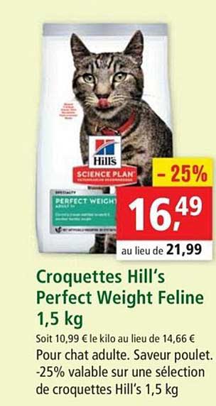croquettes hill's perfect weight feline 1.5 kg