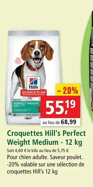 croquettes hill's perfect weight medium 12 kg