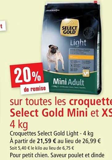 croquettes select gold mini 4kg 20% de remise