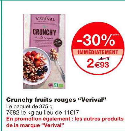 cruchy fruits rouge verival -30% immédiatement