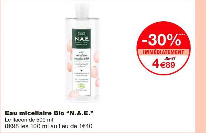 eau micellaire bio n.a.e -30% immédiatement