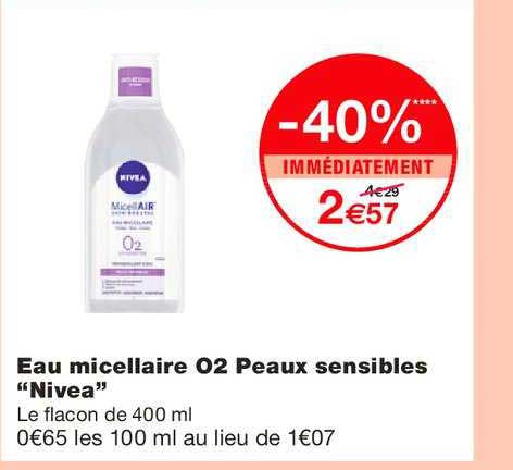 eau micellaire o2 peaux sensibles nivéa  -40% immédiatement