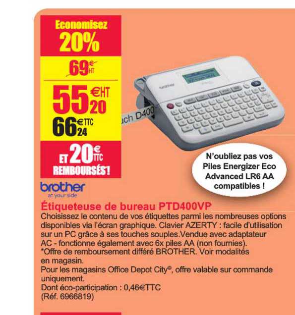 étiqueteuse de bureau ptd400vp
