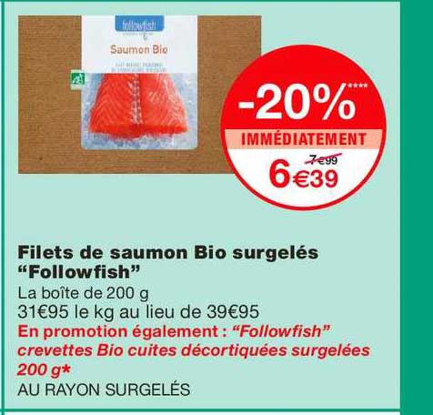 filets de saumon bio surgelés followfish -20% immédiatement