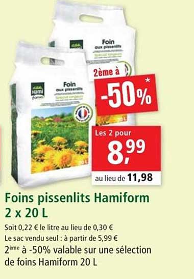 foins pissenlits hamiform 2 x 20 l 2ème à -50%