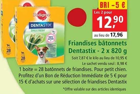 Friandises Bâtonnets Dentastix 2 X 820 G