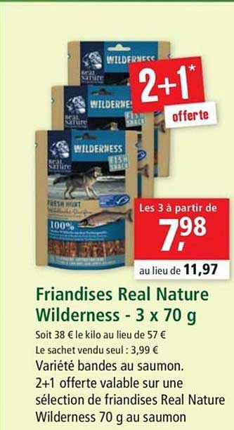 friandises real nature wilderness 3 x 70 g 2+1 offerte
