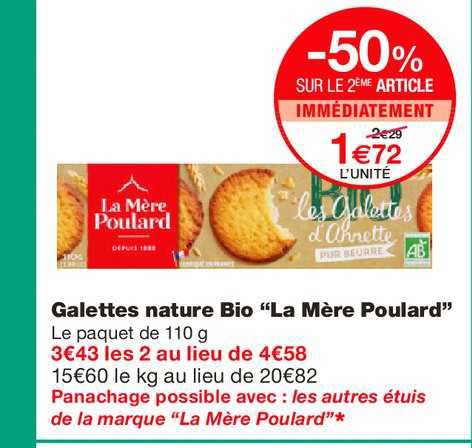 galettes nature bio la mère poulard -50% sur le 2ème article immédiatement