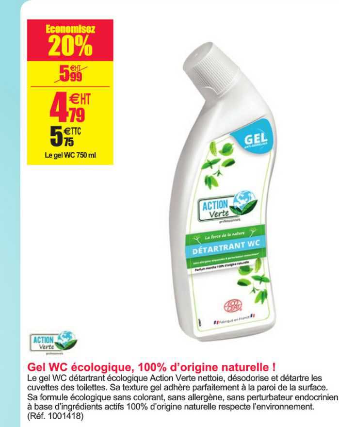 gel wc écologique, 100% d'origine naturelle
