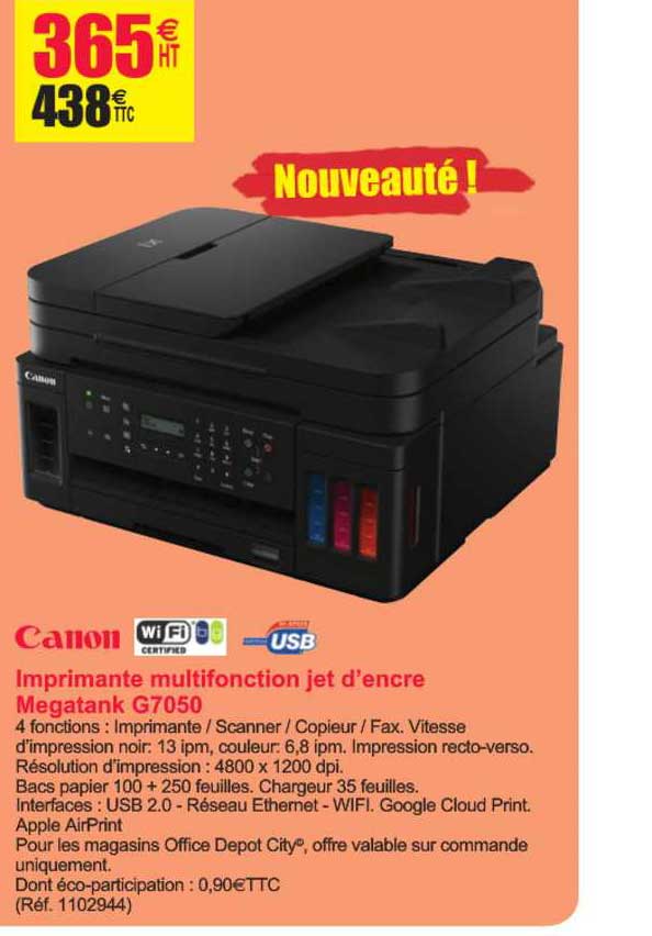imprimante multifonction jet d'encre megatank g7050