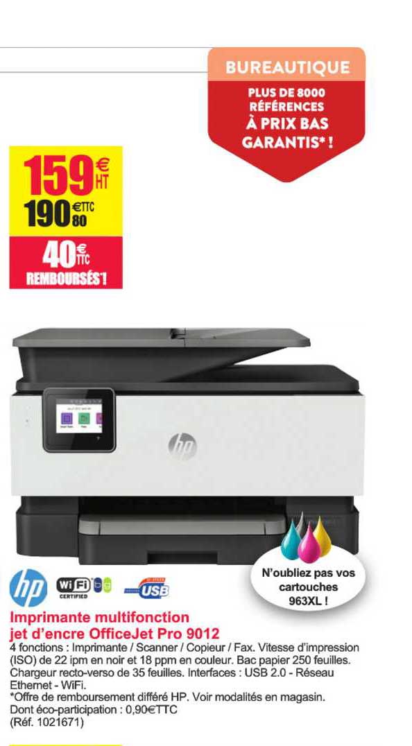 imprimante multifonction jet d'encre office jet pro 9012