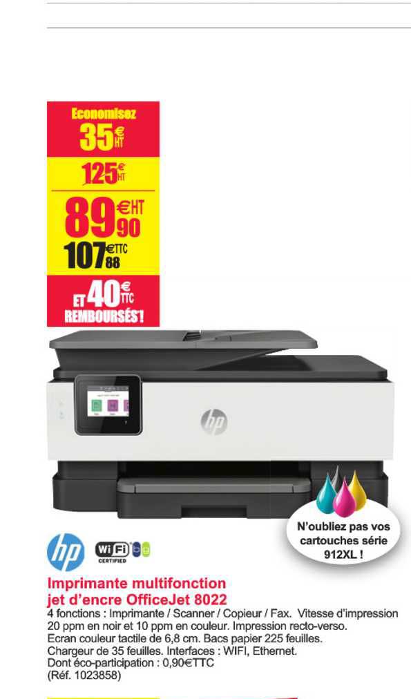imprimante multifonction jet d'encre officejet 8022