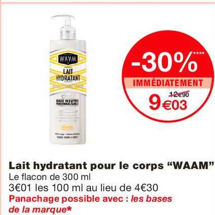 lait hydratant pour le corps waam -30% immédiatement