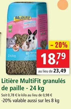 Litière Multifit Granulés De Paille 24 Kg