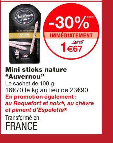 mini sticks nature auvernou -30% immédiatement
