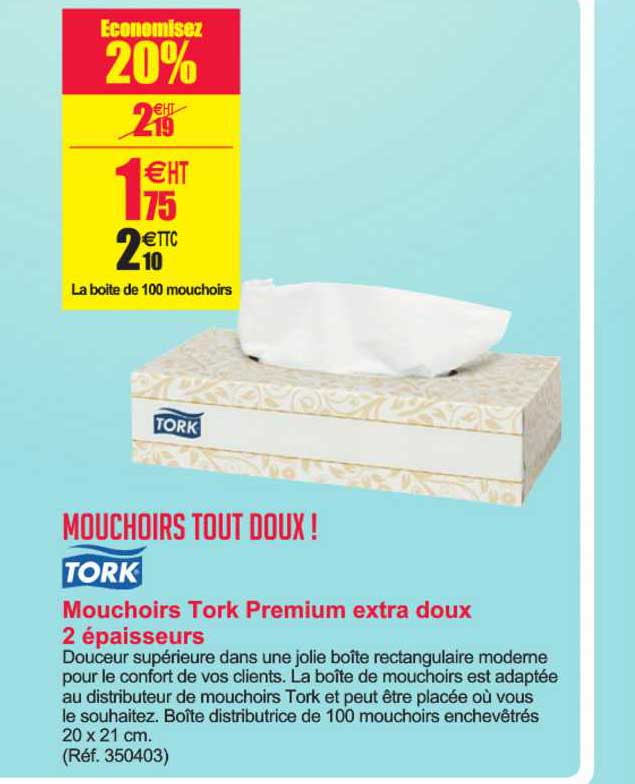 mouchoirs tork premium extra doux 2 épaisseurs