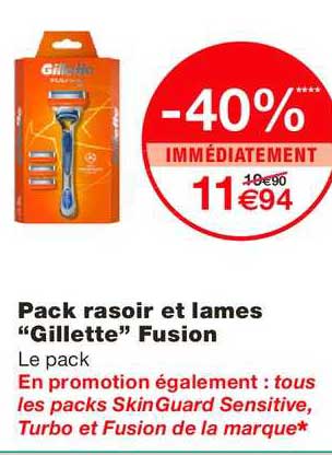 pack rasoir et lames gillette fusion -40% immédiatement