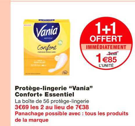 protège lingerie vania confort + essentiel 1+1 offert immédiatement