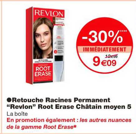 retouche racines permanent revlon root erase châtain moyen 5 -30% immédiatement