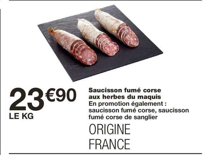 saucisson fumé corse aux herbes du maquis