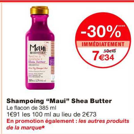 shampoing maui shea butter -30% immédiatement