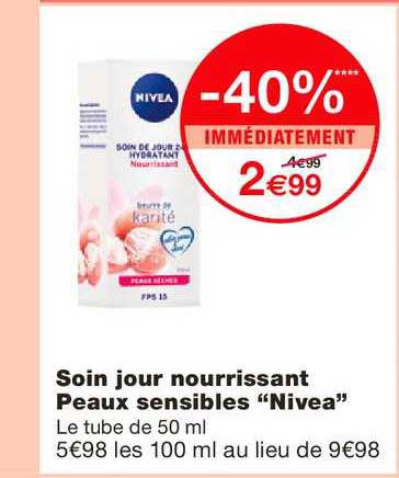 soin jour nourrisant peaux sensibles nivea -40% immédiatement