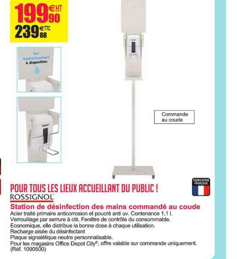 station de désinfection des mains commandé au coude