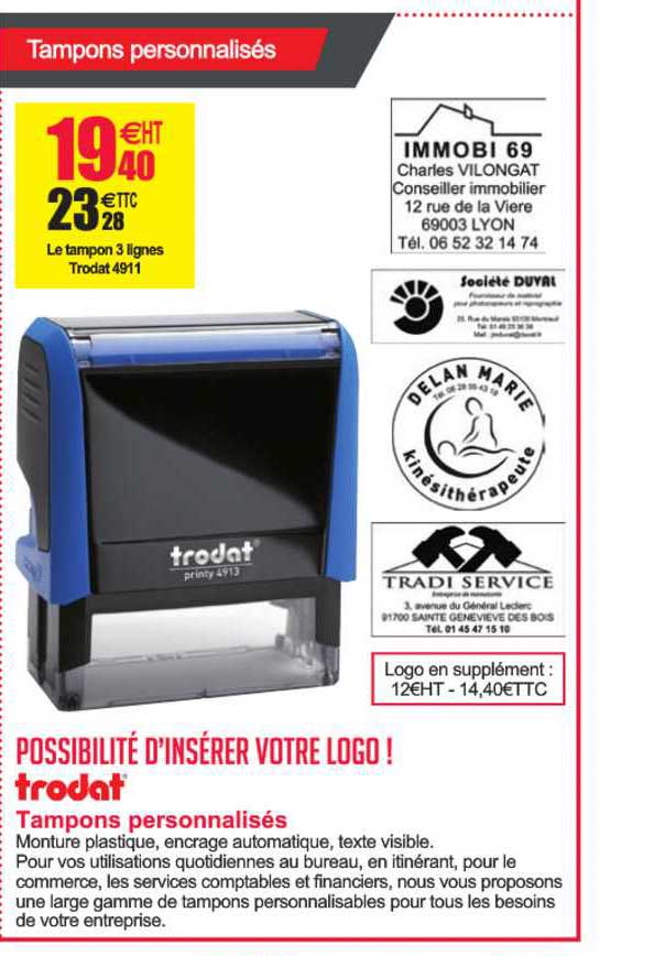 tampons personnalisés