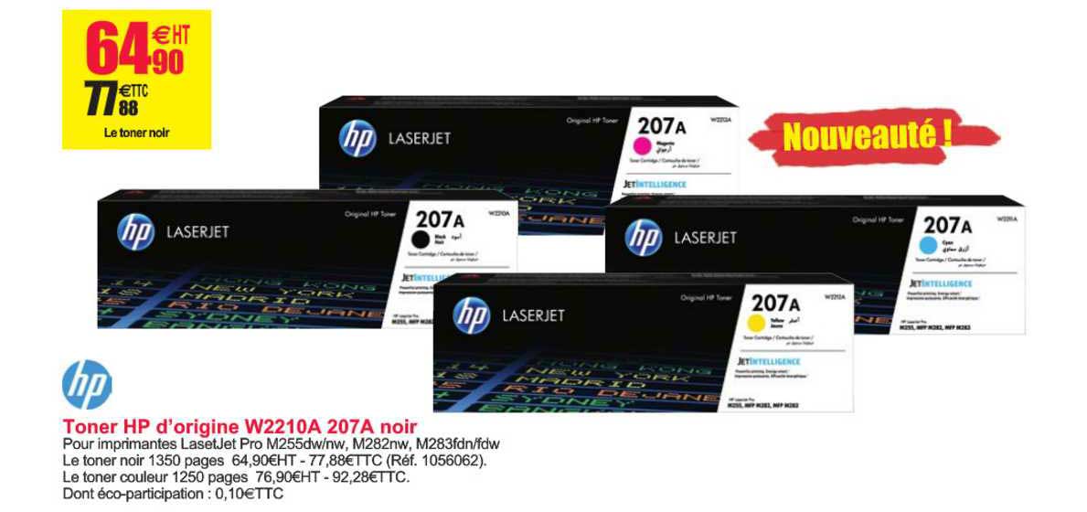 toner hp d'origine w2210a 207a noir