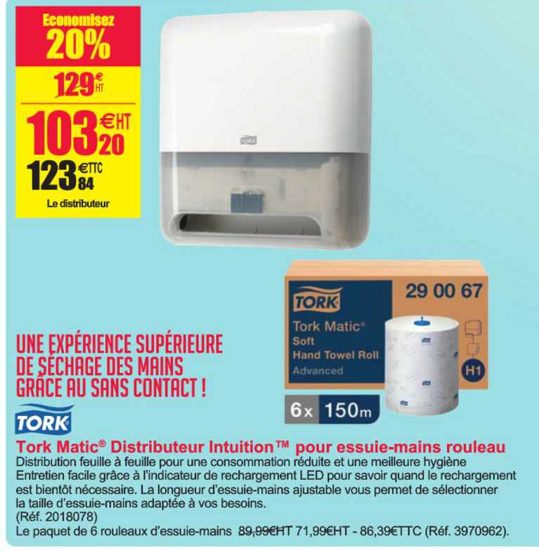 tork matic distributeur intuition pour essuie maine rouleau