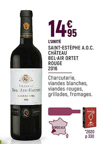 saint-estèphe a.o.c. château bel-air ortet rouge 2016