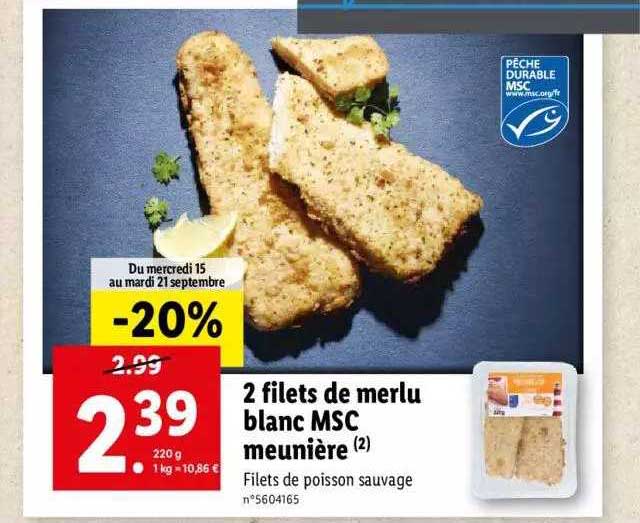 2 Filets De Merlu Blanc Msc Meunière
