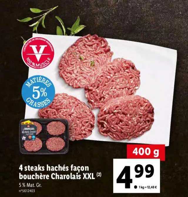 4 steaks hachés façon bouchère charolais xxl