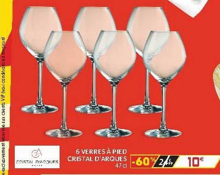 6 verres à pied cristal d'arques