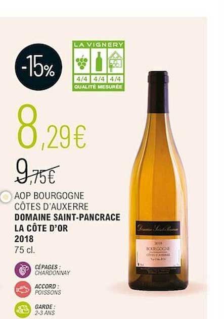 aop bourgogne côtes d'auxerre domaine saint-pancrace la côte d'or 2018