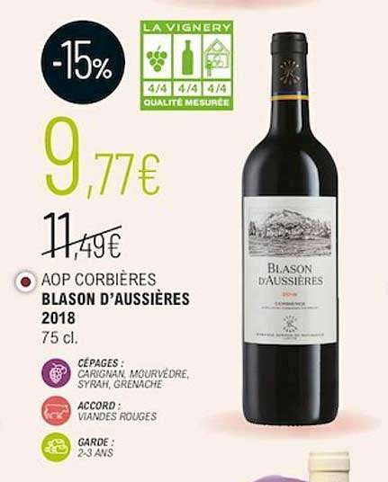 aop corbières blason d'aussières 2018