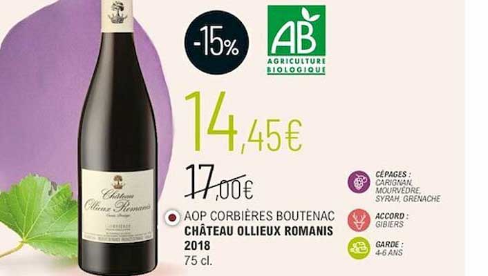 aop corbières boutenac château ollieux romanis 2018
