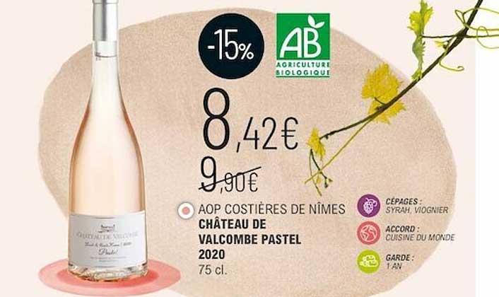 aop costières de nîmes château de valcombe pastel 2020