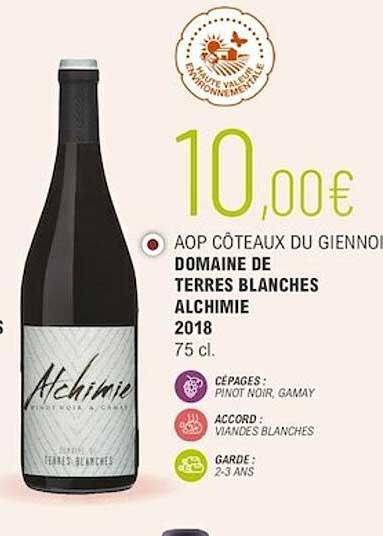 aop côteaux du giennois domaine de terres blanches alchimie 2018