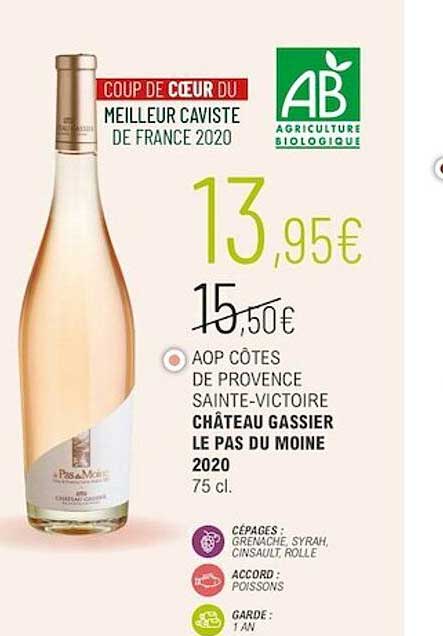 Aop Côtes De Provence Sainte-victoire Château Gassier Le Pas Du Moine 2020