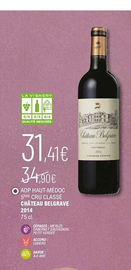 aop haut-médoc 5ème cru classé château belgrave 2014