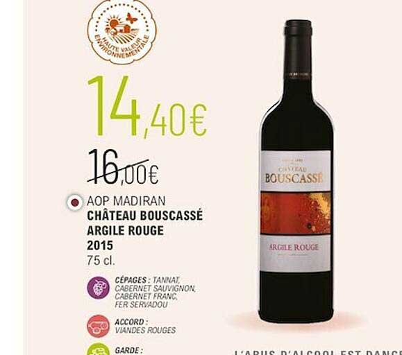 aop madiran château bouscassé argile rouge 2015