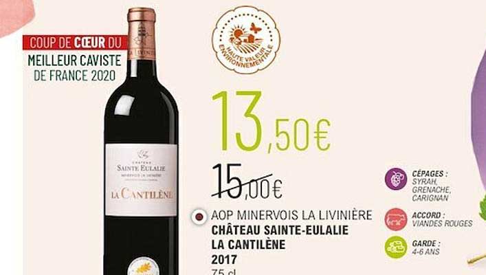 aop minervois la livinière château sainte-eulalie la cantilène 2017